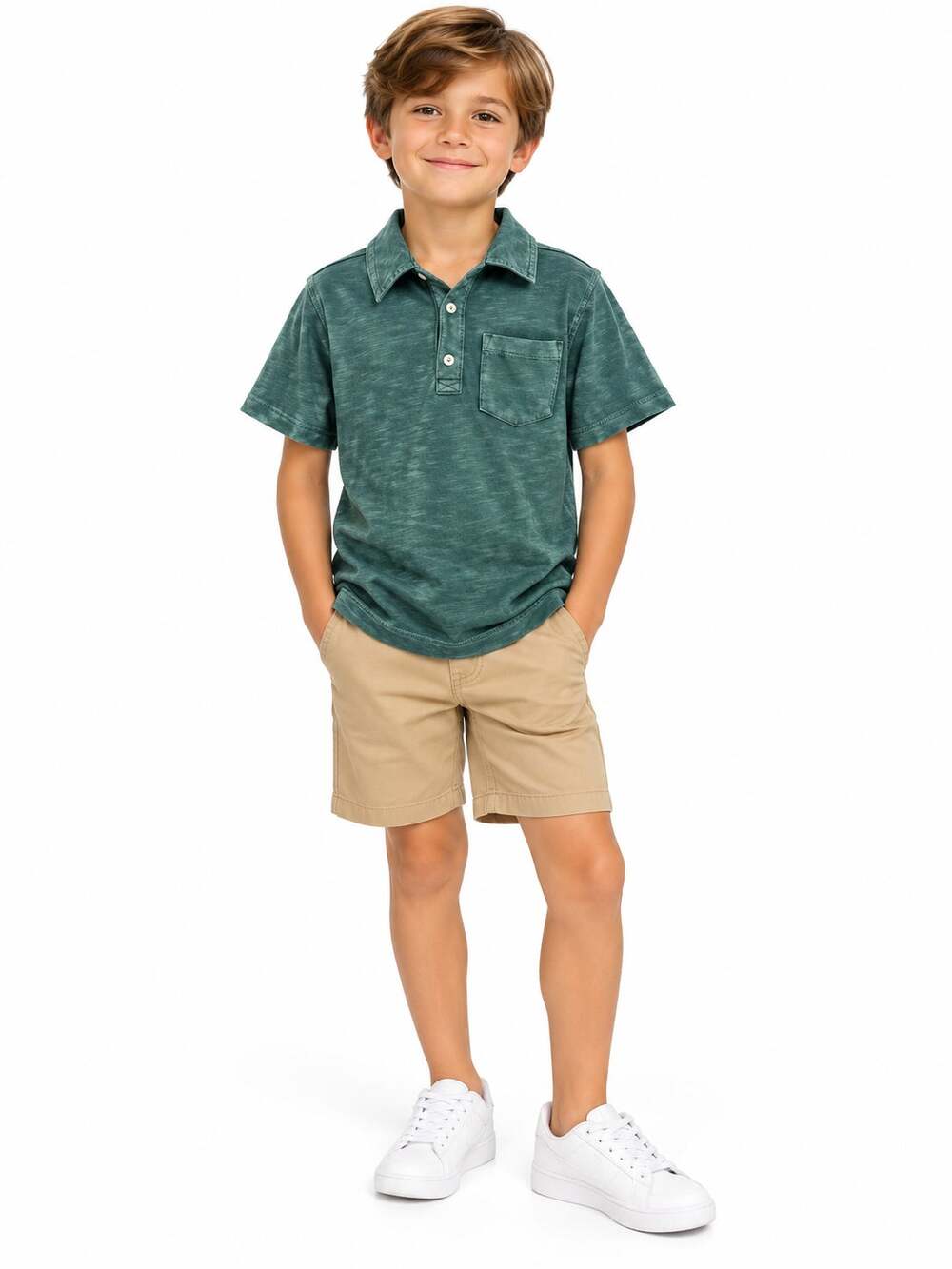 Carter's Boys Polo Shirt Size 6 Hunter Green Short Sleeve Cotton Blend EUC